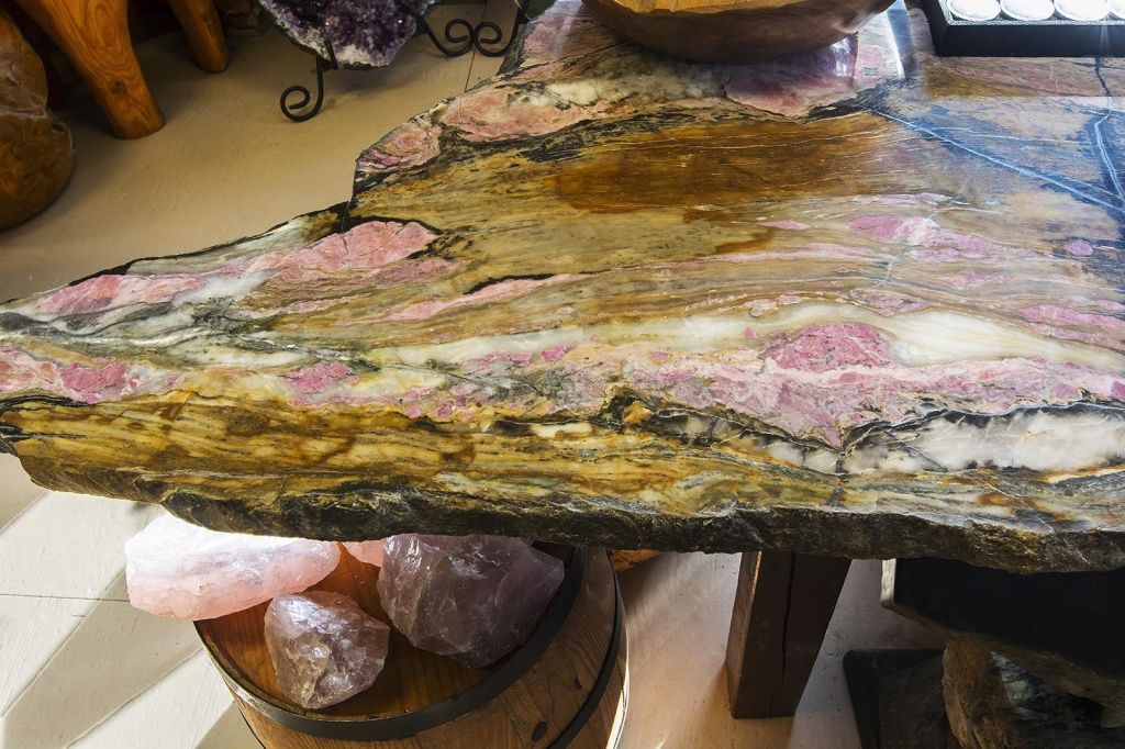 Multi-coloured Jade table Multi-coloured Jade table, Cassiar Mountain Jade Store, BC