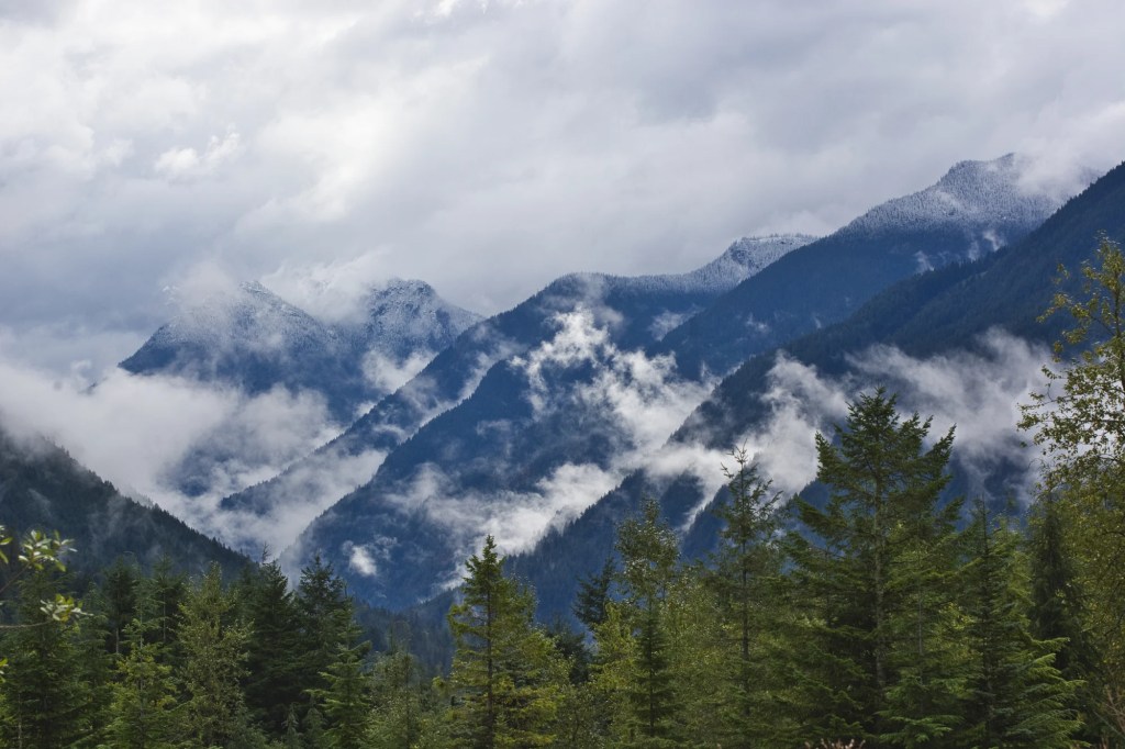 Hope Slide Mountain View, 120 mm lens, Highway 3, BC
