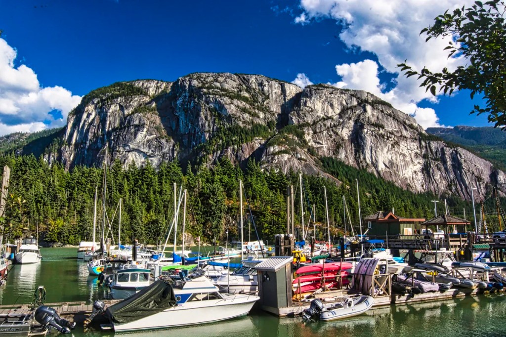 Stawamus Chief cliffs, Squamish Marina, BC
