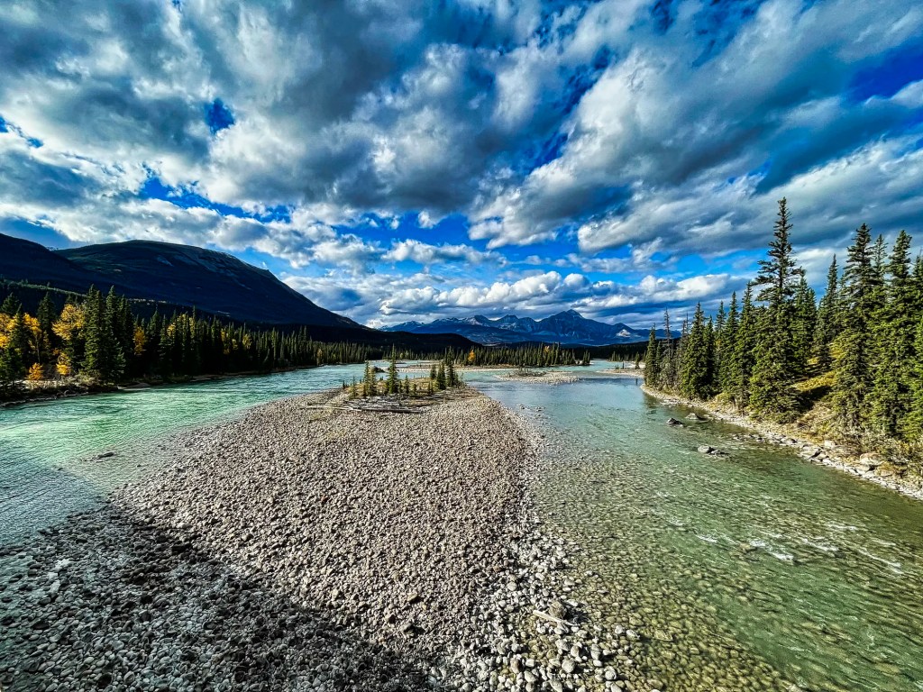 View of Athabasca River Eastwards, Jasper NP, AB