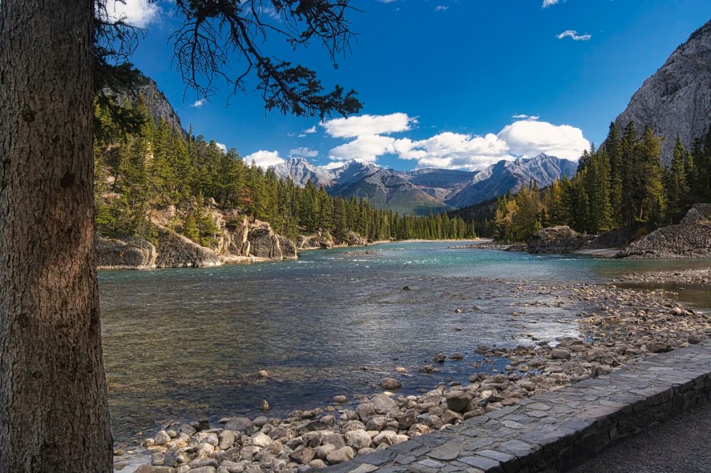 Bow River heading East to Calgary, Banff, AB