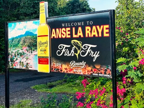 Anse La Raye sign, St. Lucia