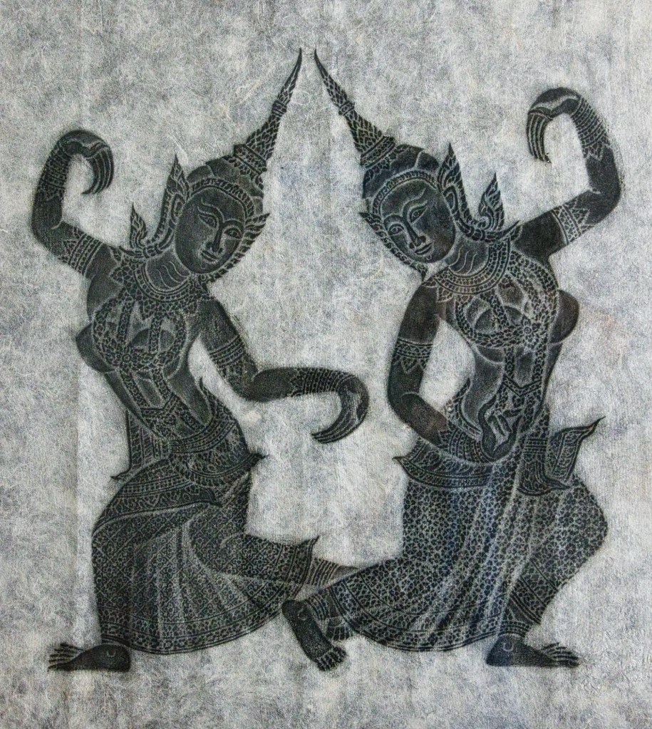 Graceful Classical Dancers, Thai Temple Rubbing
