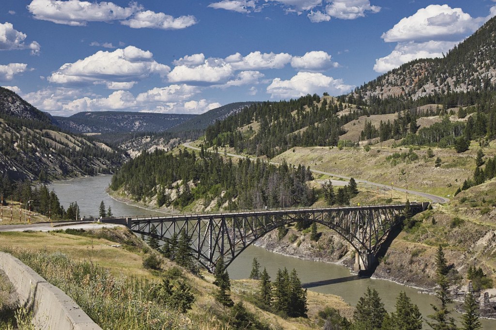 Fraser River Bridge, 65 mm View, Hwy 20, BC