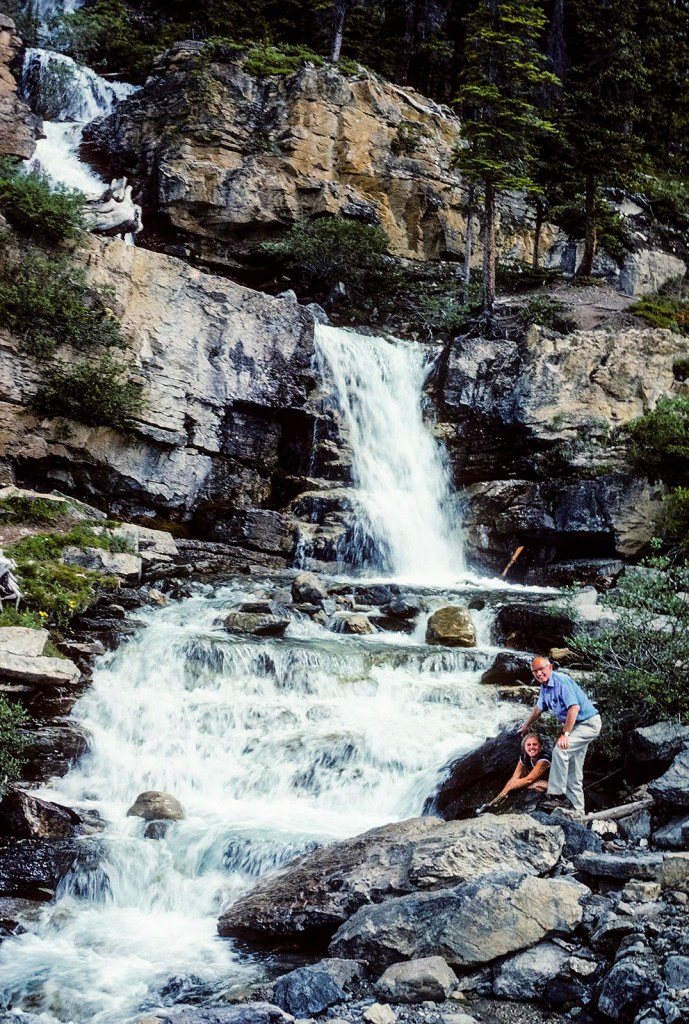 Corinne & Dad, Tangle Creek Falls, Jasper NP