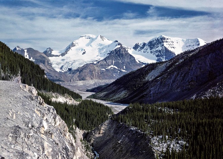 Mt Athabasca & Columbia Icefields from Sunwapta Canyon, Jasper NP, Alberta