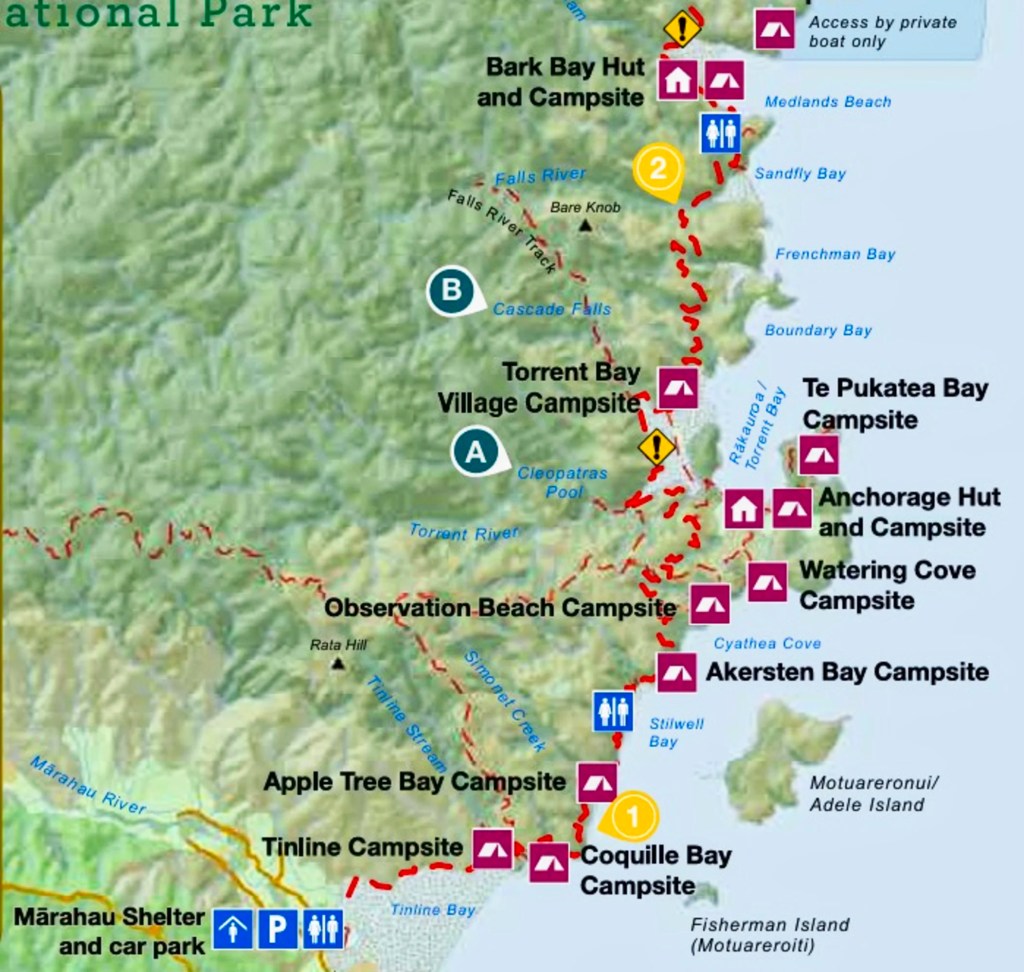 Abel Tasman Track South Map, NZ