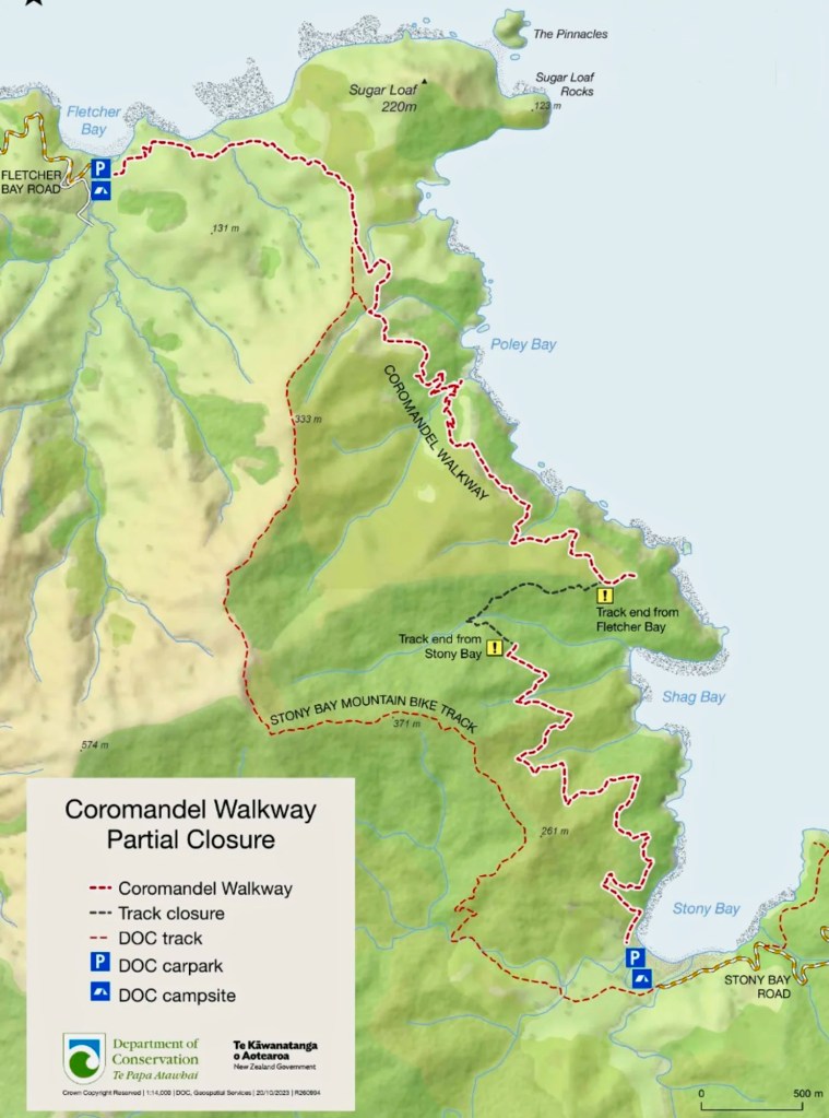 Coromandel Walkway Map, Coromandel, DOC