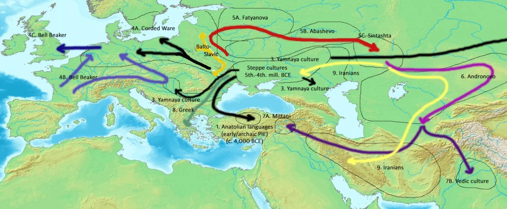 Indo-European Migration Map 4000 to 1000 BC  © Joshua Jonathan, CC BY-SA 4.0