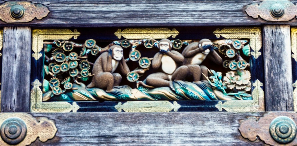 Three Wise Monkeys carving, Toshogu Shrine, Nikko, Japan