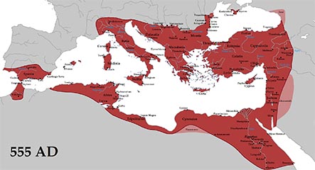 Byzantine Empire @ 555 CE
© Tataryn, CC BY-SA 3.0