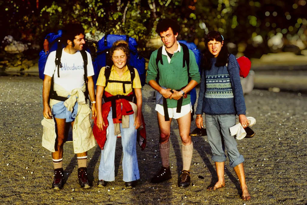 George, Corinne, Alistair & Rita, Torrent Bay Hut, Abel Tasman Track, NZ