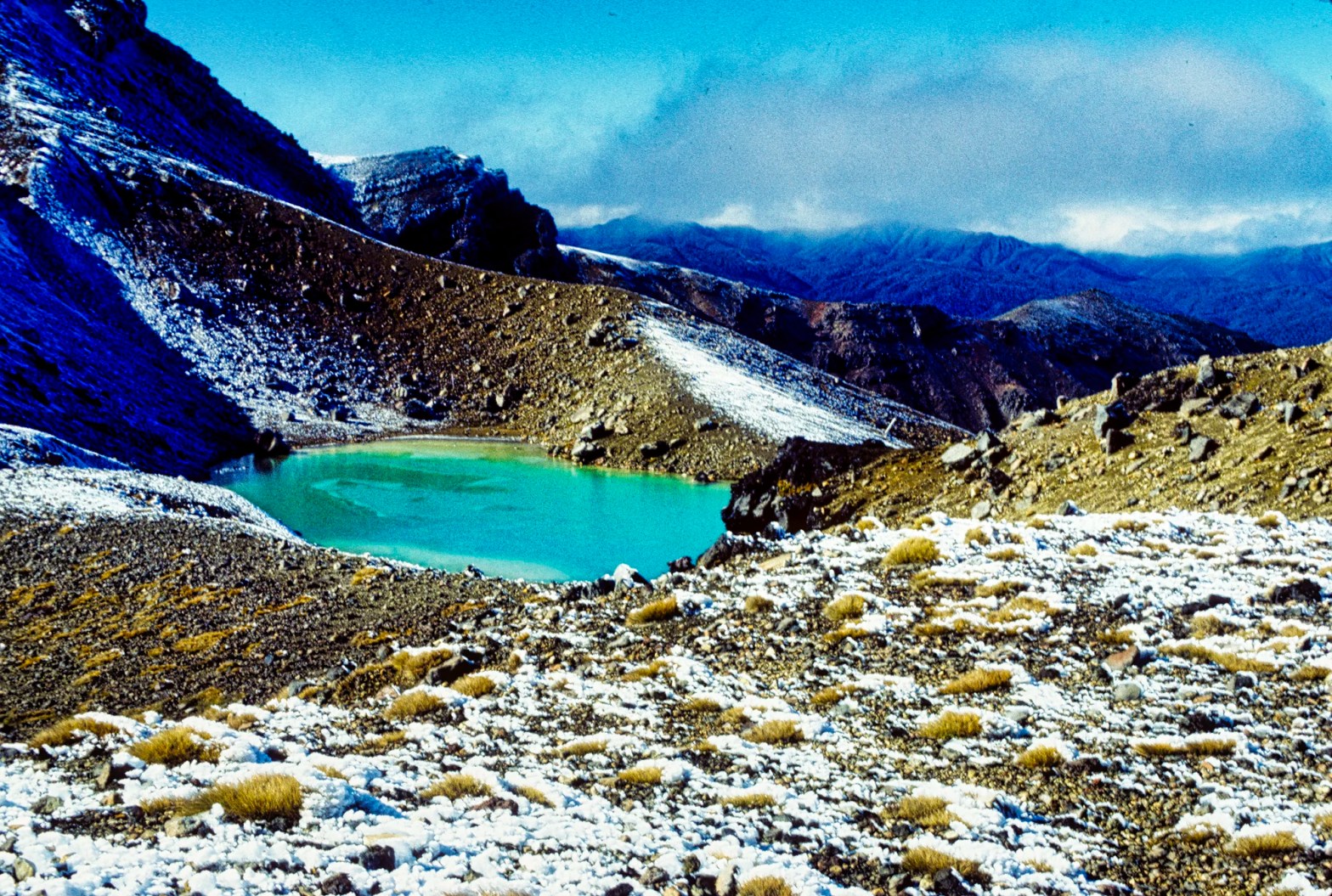 Snow-fringed Emerald Lake, Tongariro Trek, NZ