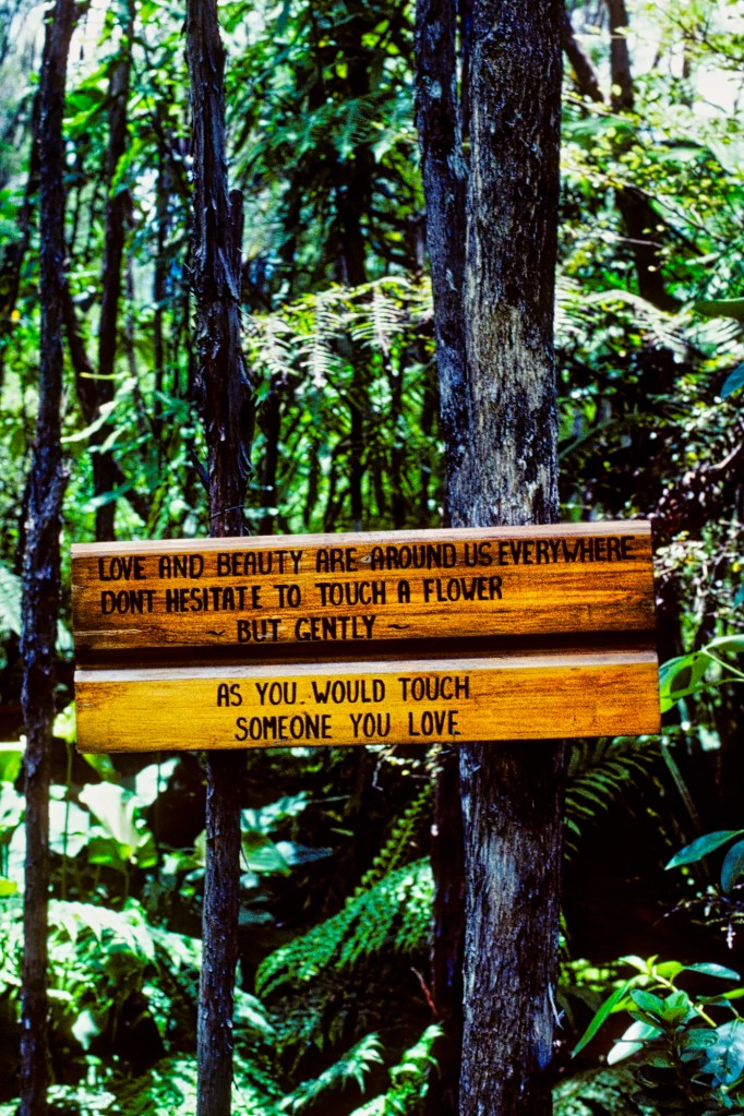 Sign, Rapaura Water Gardens, Coromandel, NZ