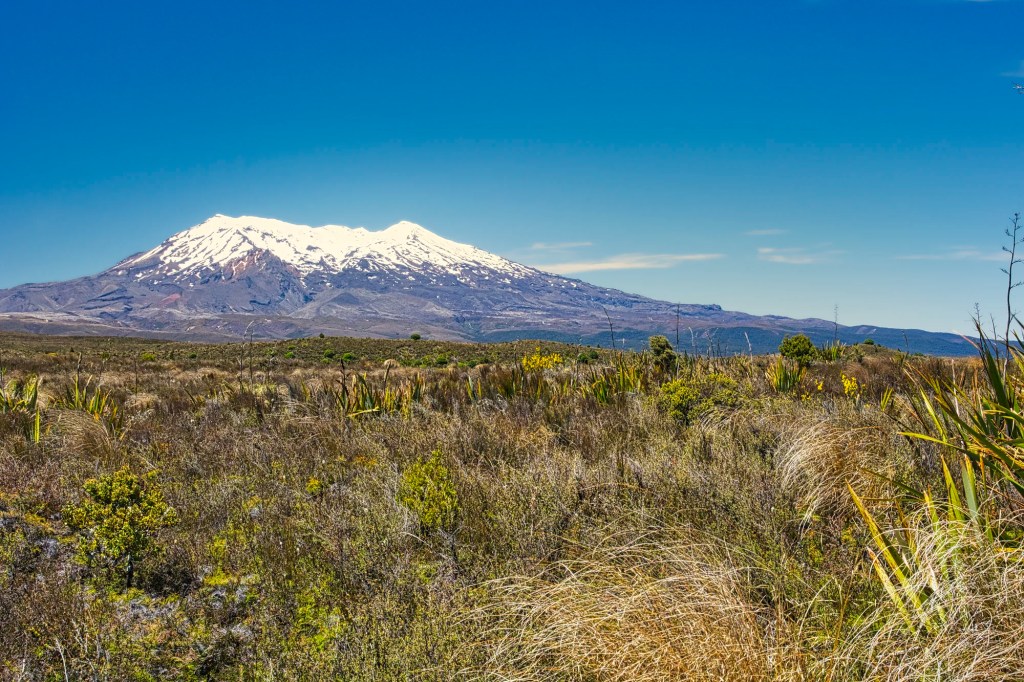 Mount Ruapehu from highway, Tongariro Track, NZ