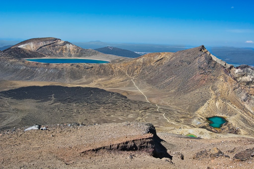 Blue and Emerald Lake Wide Angle, Tongariro Trek, NZ