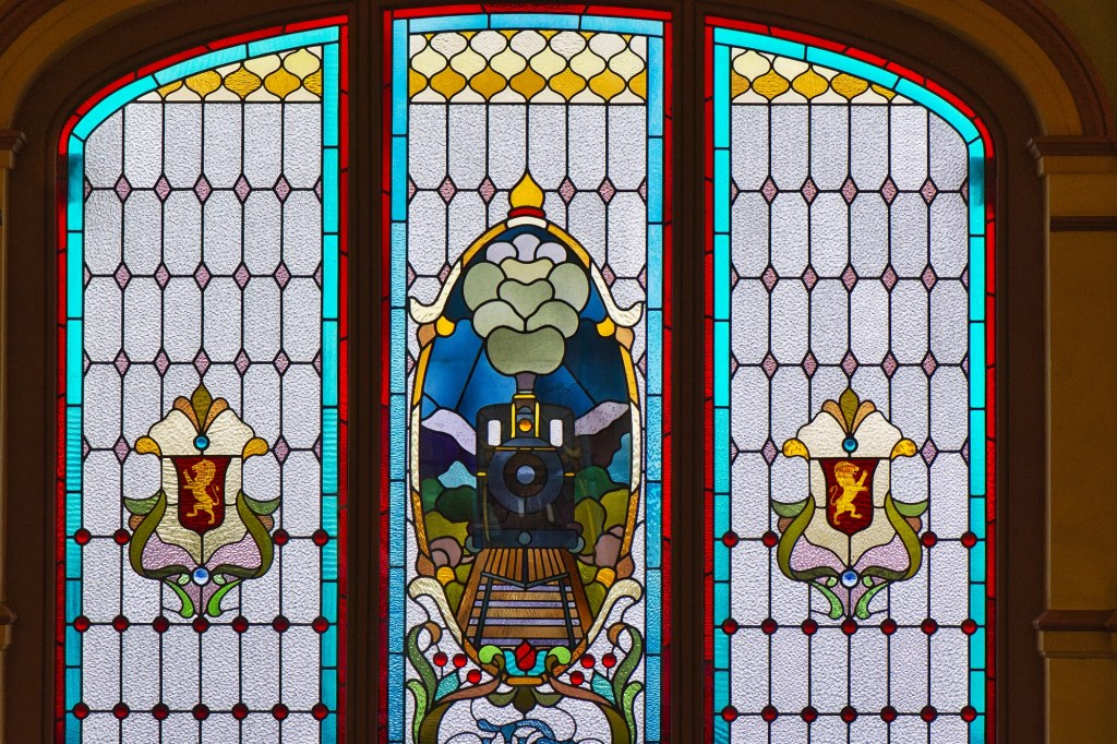 Locomotive Stained Glass, Dunedin Railway Station, NZ