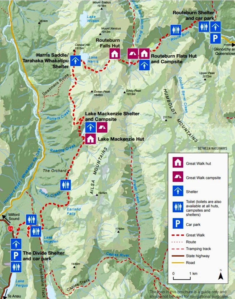 Routeburn Track Map, NZ c/o Routeburn Track Brochure.pdf, DOC