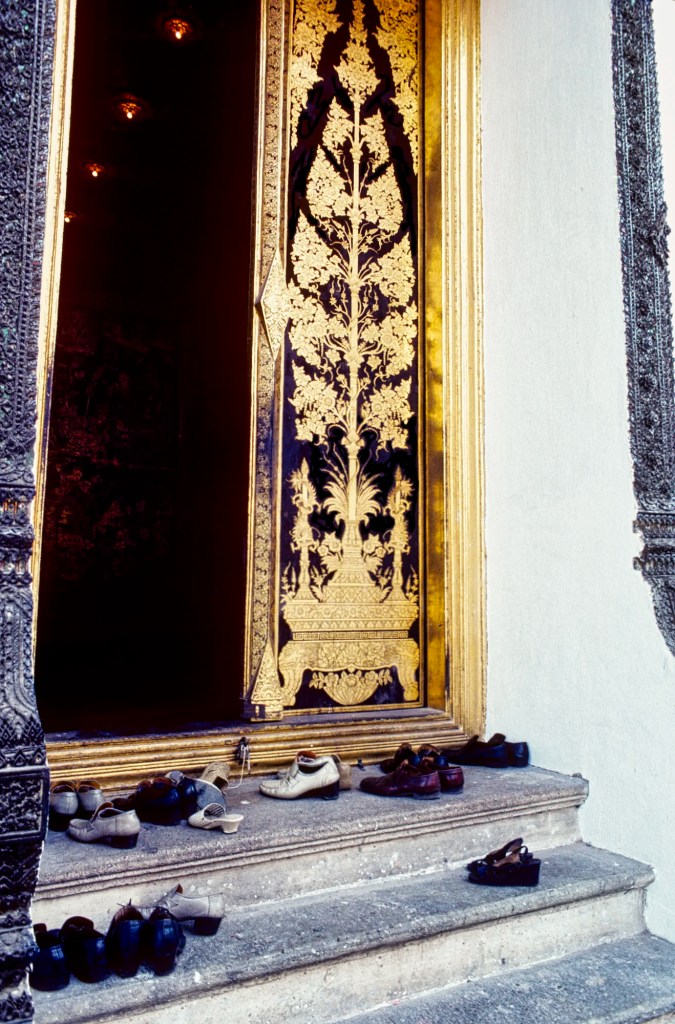 Buddhaisawan Gold on Black Lacquerware Door with Shoes, National Museum, Bangkok