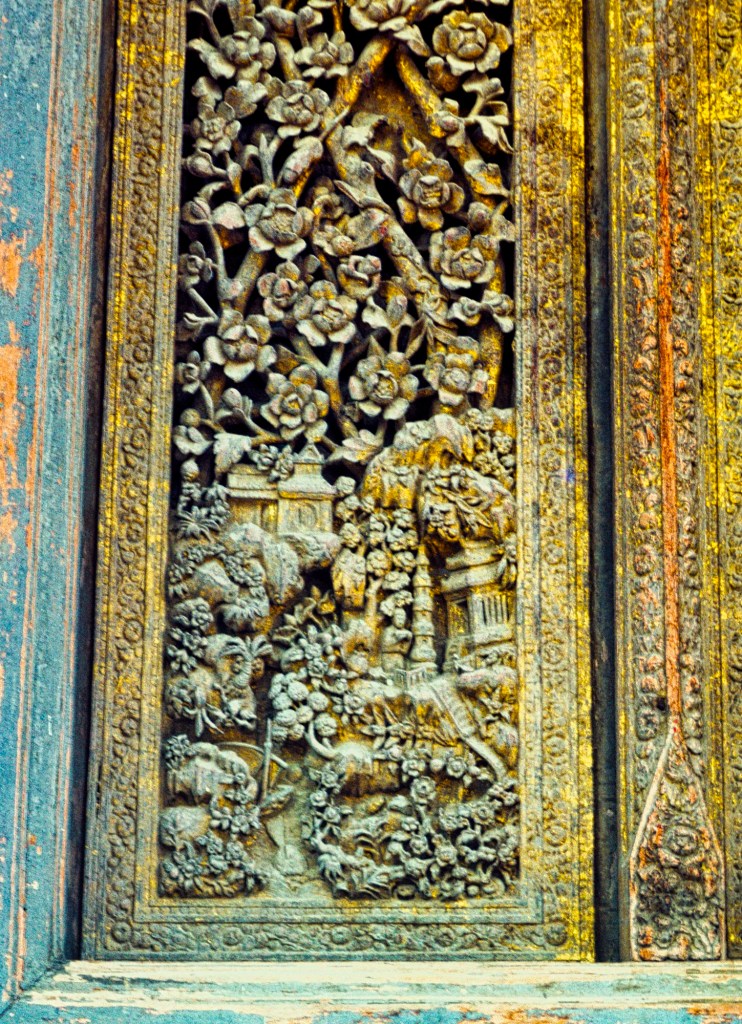 Unpainted Window Carving, Wat Suthat, Bangkok, TH