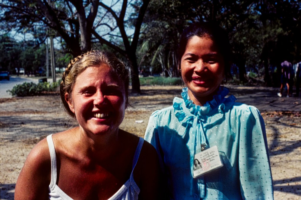 Corinne and Hairdresser, Lumphini Park, Bangkok, TH