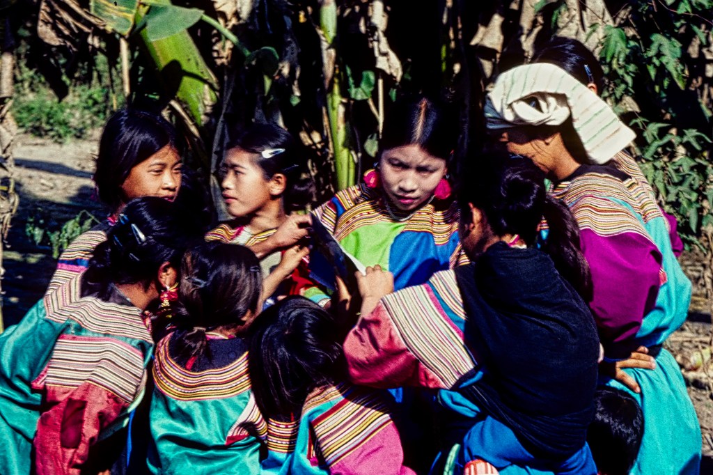Lisu Girls Reading Book, Hill Tribe Trek, TH