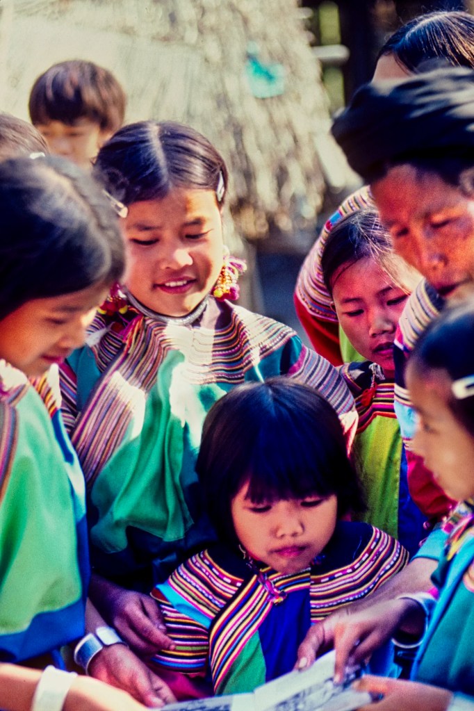 Lisu Girls Reading Book, Hill Tribe Trek, TH 48-29