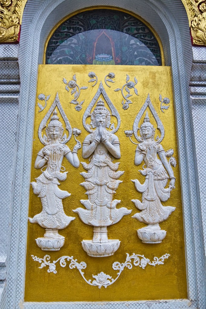 Apsaras with namaste greeting, Wat Tham Pha Plong, Chiang Dao