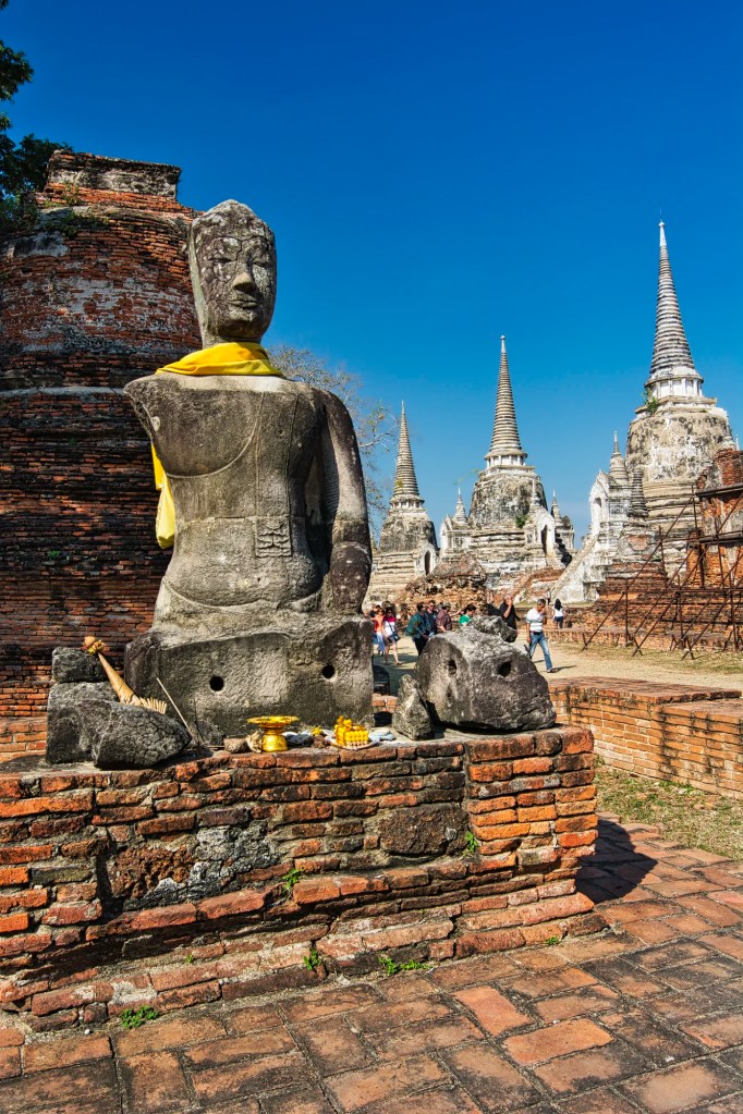 Broken Buddha & White Chedis, Wat Phra Si Sanphet, Ayutthaya