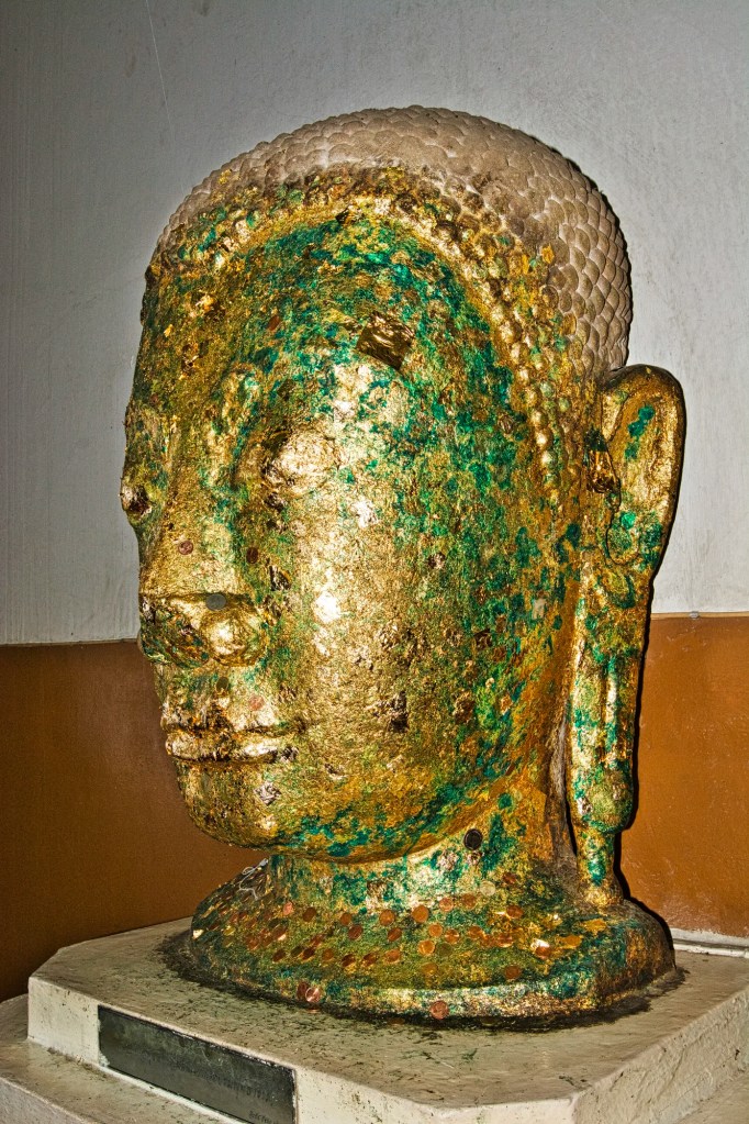 Gold Leaf Speckled Buddha Head, Wat Na Phra Meru Rachikaram, Ayutthaya, Thailand