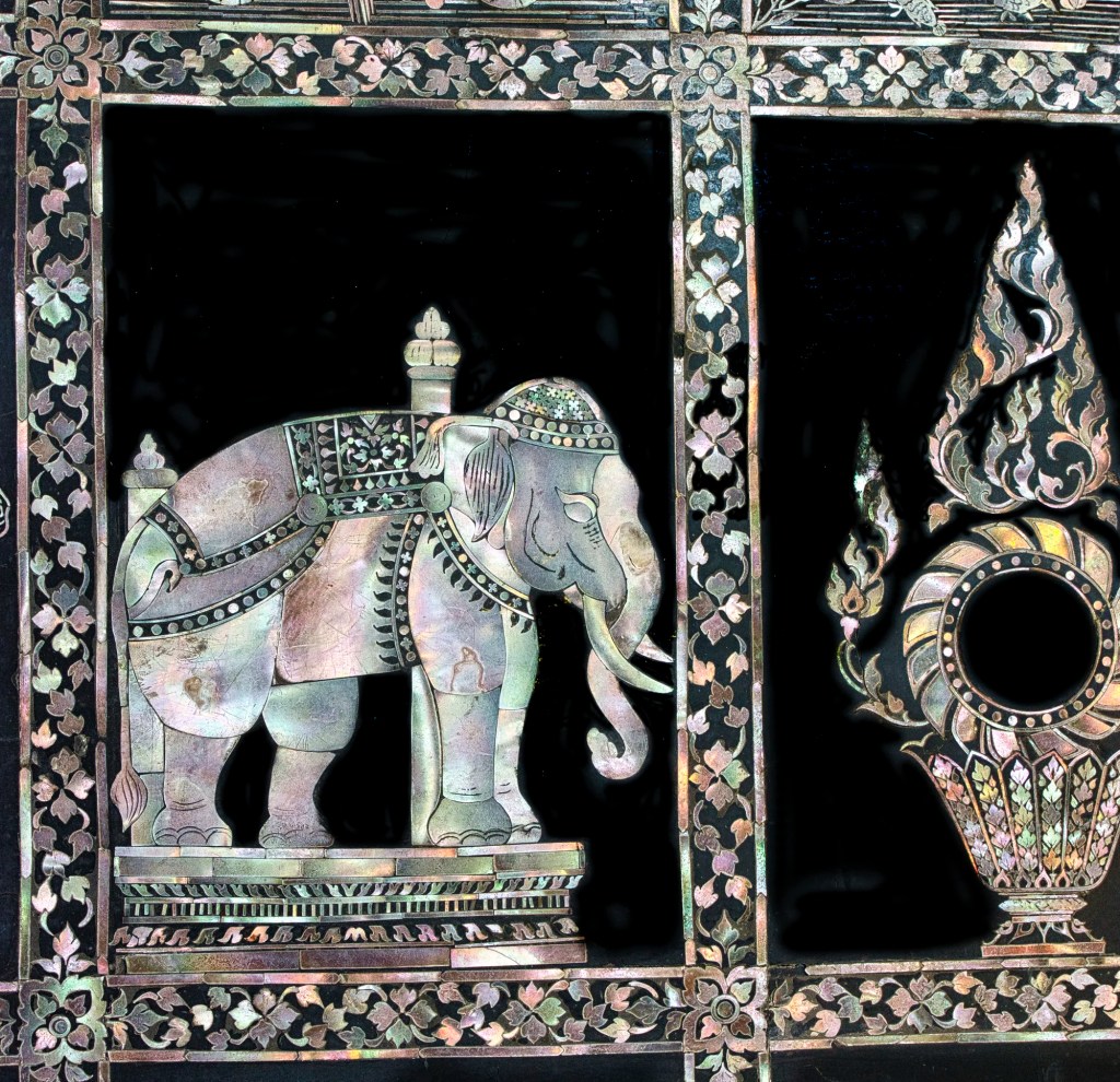 Mother of Pearl Elephant, Reclining Buddha Feet, Wat Pho, Bangkok