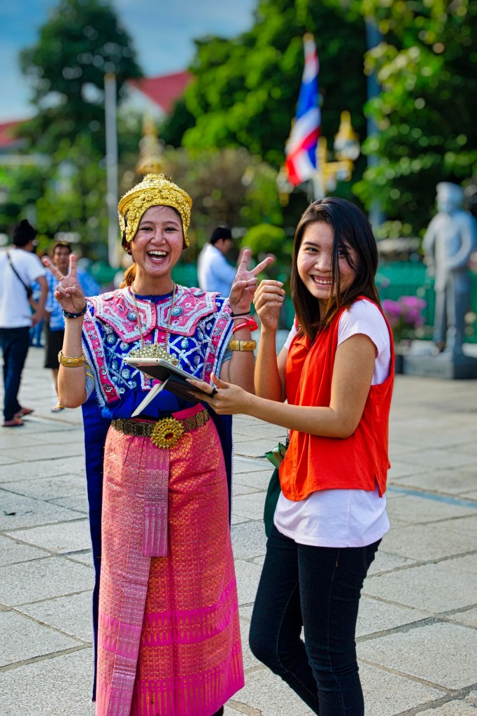 Having Fun in Traditional Thai Costume, Wat Arun, Bangkok