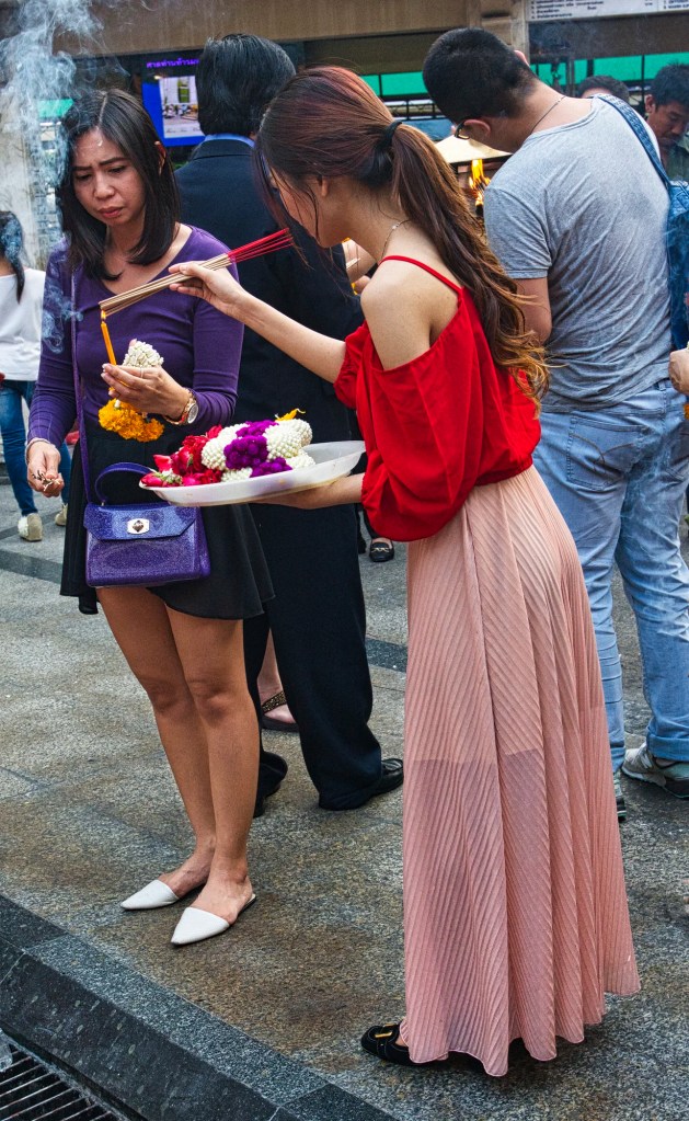 Lighting Joss Sticks, Erawan Shrine, Bangkok, TH