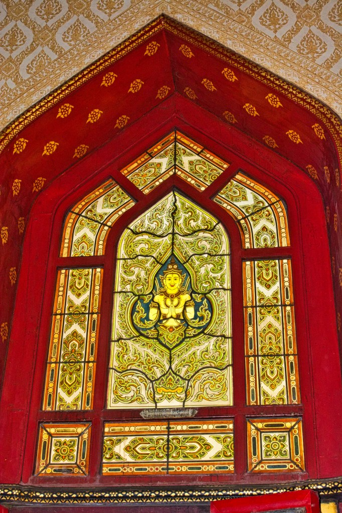 stained glass window, Wat Benchamabophit, Bangkok, TH