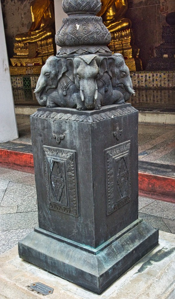 elephant Erawan column, Wat Suthat, Bangkok, TH