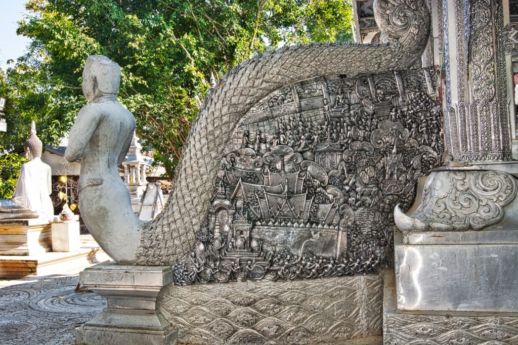 Wat Sri Suphan, Silver repoussé stairway, Chiang Mai